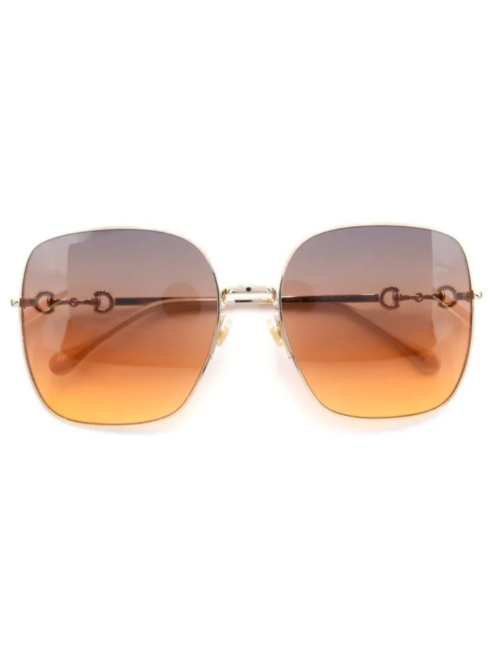 Gucci Square Horsebit Gradient Sunglasses Gold Brown 61 18‐140 Eyewear